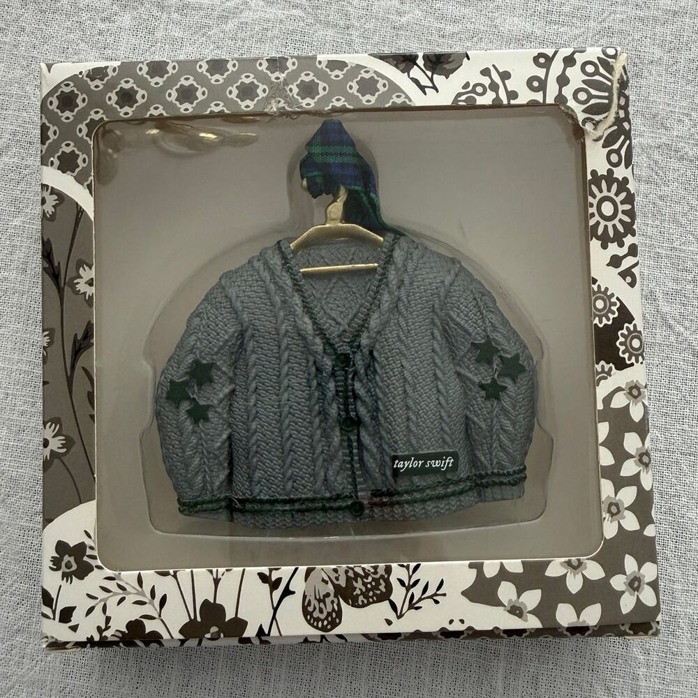 Taylor Swift NWT Gray Holiday Cardigan Evermore Folklore Christmas Tree Ornament